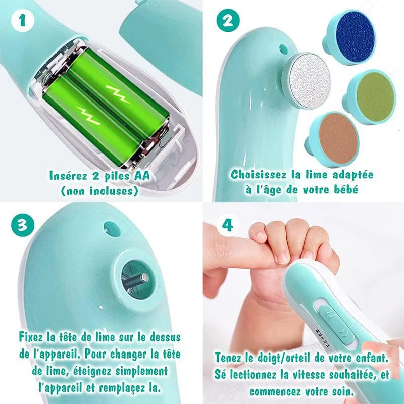 Kit de Manicure électrique Baby Nail Trimmer avec LED